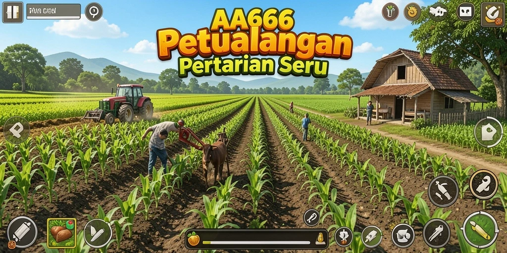 Tampilan menarik dari gameplay AA666 dengan aktivitas pertanian yang seru.