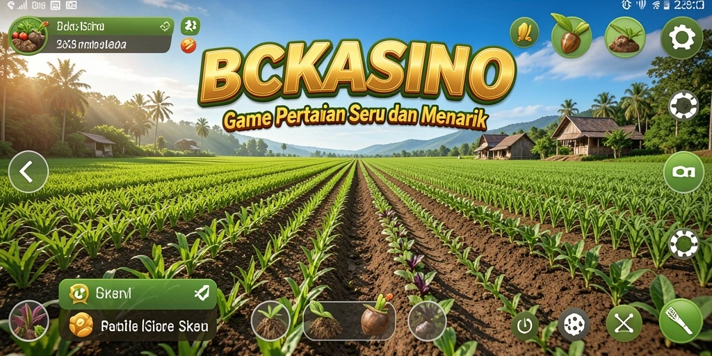 Tangkapan layar gameplay BCKASINO yang menampilkan ladang yang subur.