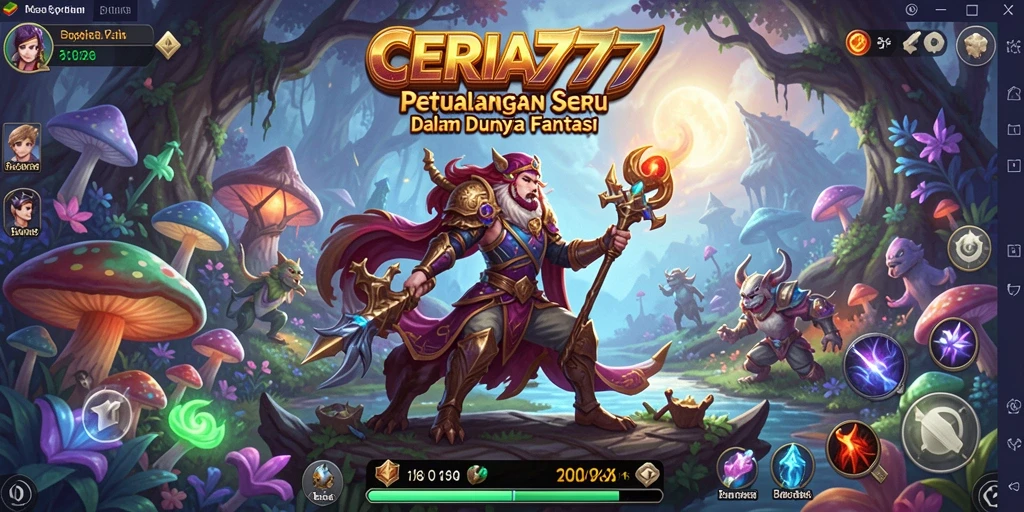 Tangkapan layar CERIA777 menampilkan karakter utama dalam petualangan seru di dunia fantasi.