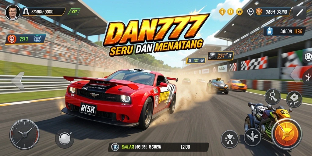 Tangkapan layar gameplay DAN777 menampilkan aksi balapan yang mendebarkan.