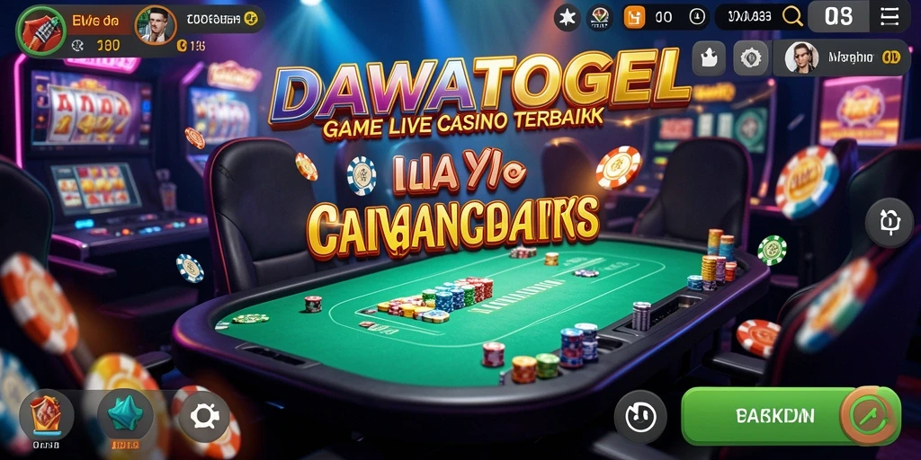 Screenshot gameplay DAWATOGEL yang menampilkan suasana kasino langsung.