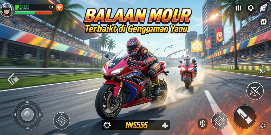 Tampilan gameplay INS55 yang menegangkan dan realistis saat balapan motor.