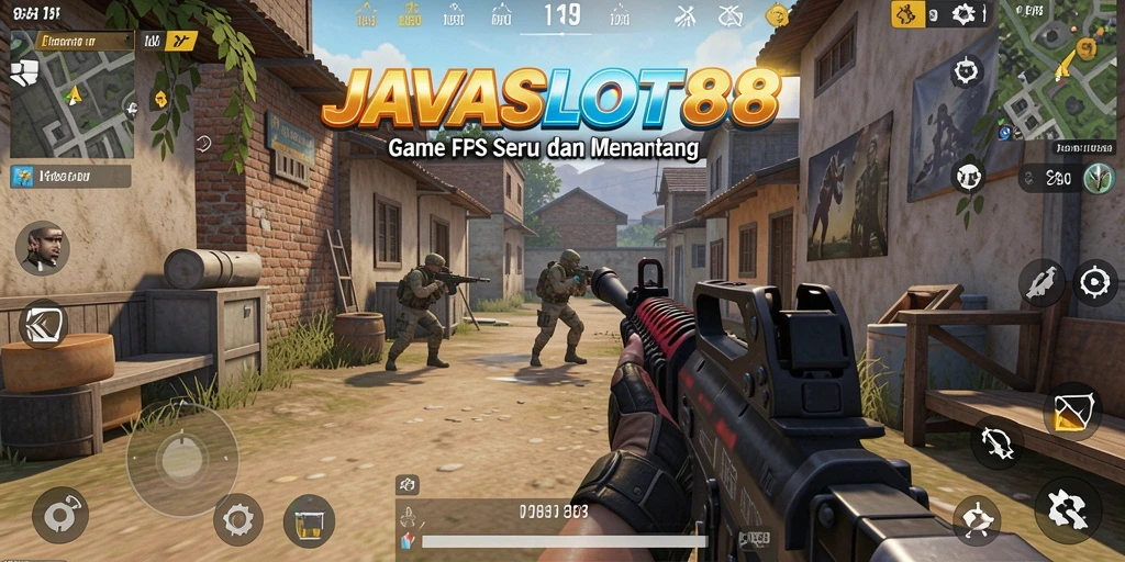 Tampilan gameplay mendebarkan dengan aksi tembak-menembak di JAVASLOT88.