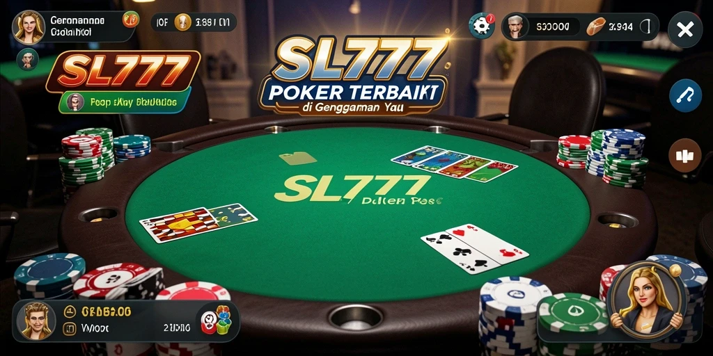 Screenshot utama SL777 menampilkan kompetisi seru di meja Poker.