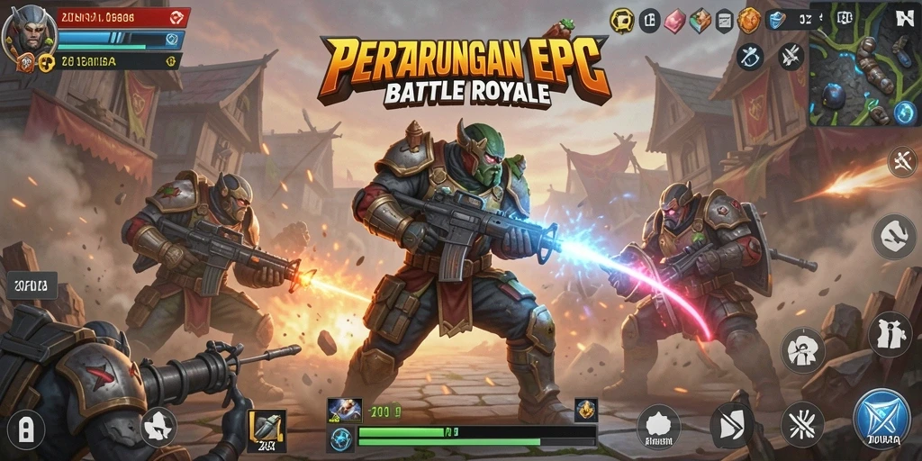Tampilan gameplay seru dalam ZOFAZA dengan pertarungan Battle Royale.